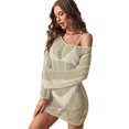 thumbnail image 1 of Vestido playero manga larga para mujer, Vestido playa holgado, ropa baño Sexy ahuecada, traje baño ganchillo, 1 of 5