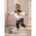 thumbnail image 4 of Conjunto de ropa para bebé niño pequeño: jersey de manga larga de felpa a la moda con pantalones de color liso, 2 piezas, atuendo de invierno., 4 of 9