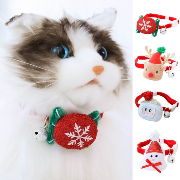 dianhelloya Cat Collar Christmas Element Dress-up Skin Friendly Festival Decoration Pet Collar with Bell Pet Accessories