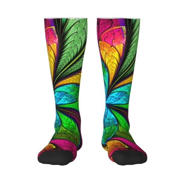 Balery Multicolored Beautiful Flower Calcetines novedosos Calcetines deportivos Calcetines hasta la rodilla Calcetines de algodón Calcetines originales y geniales