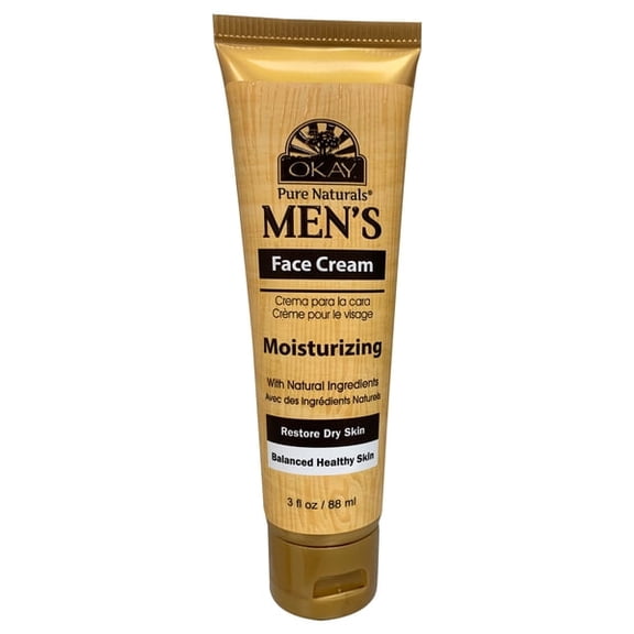 OKAY Men’s Moisturizing Face Cream with Natural Oils, Hydrating Facial Moisturizer for Dry Skin, Strengthens & Balances Healthy Skin, Paraben Sulfate Silicone Free, 3 oz / 89 ml