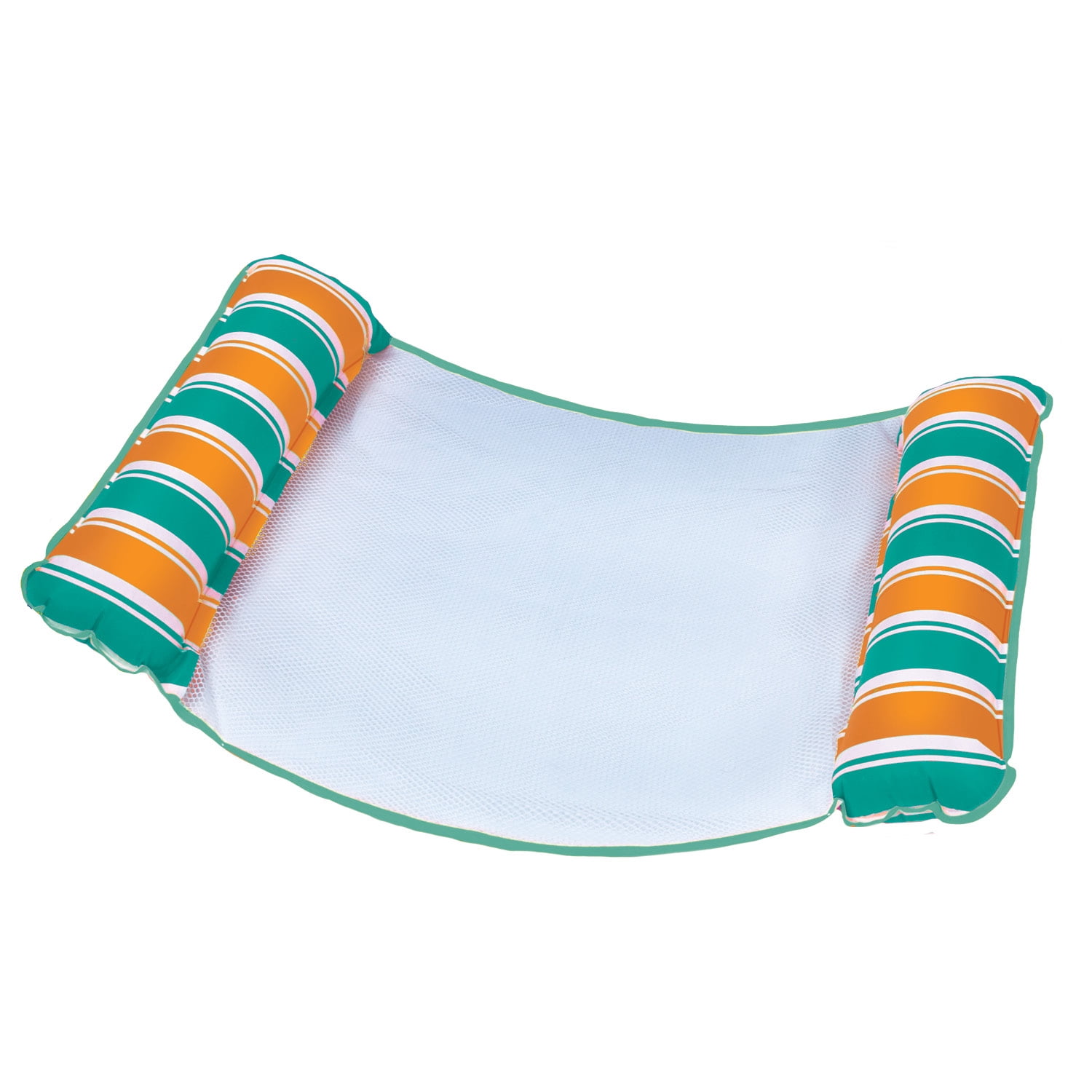(3 pack) Aqua-Leisure 4-in-1 Monterey Hammock Pool Float, Teal/Orange Stripe, 250 lb Capacity