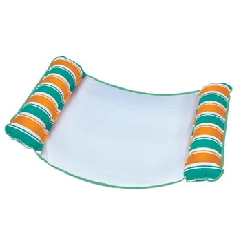 Aqua 4-in-1 Deluxe Monterey Hammock Pool Float for Adults, Orange/Teal Stripe