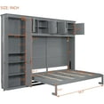 thumbnail image 2 of Lit Escamotable Format Grand avec Armoires et Tiroirs, Peut Être Plié, Meuble de Rangement Gain de Place, Cadre de Lit Plateforme Dissimulé avec Tablette Supérieure et Garde-Robe, Coffre Pliant pour Chambre, Gris, 2 of 10