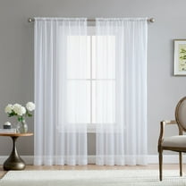 THD Essentials Sheer Voile Window Treatment Rod Pocket Curtain Panels - Pair