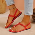 thumbnail image 6 of Women Pearl Casual Sandals, Comfortable Soft Non-Slip Beach Shoes, Breathable Summer Footwear, Stylish Round Toe, Ideal for Daily Outdoor Indoor Wear Red, 6 of 8