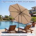 thumbnail image 4 of Gymax 10 FT Scalloped Solar Patio Umbrella Market Table Umbrella w/ 24 LED Lights Tan, 4 of 10