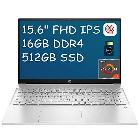 HP Pavilion 15 Premium Laptop I 15.6" FHD IPS Touchscreen I AMD Octa-Core Ryzen 7 4700U (>i7-10510U) I 16GB DDR4 512GB SSD I Backlit Keyboard B&O HDMI Win 10   32GB Micro SD Card
