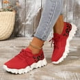 thumbnail image 2 of Womens Fashion Sneakers Female Womens Sneakers Women's Fashion Mesh Cloth Leopard Print Sneakers Breathable Non Slip Lace Up Casual Shoes(Red,8.5), 2 of 4