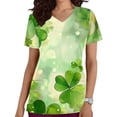 thumbnail image 2 of lcziwo St. Patrick's Day Women Scrub Tops Shamrocks Printed V Neck Short Sleeve Nursing Uniform Scrubs Shirts with Pockets Green M 50% Percent off Sales Today, 2 of 6