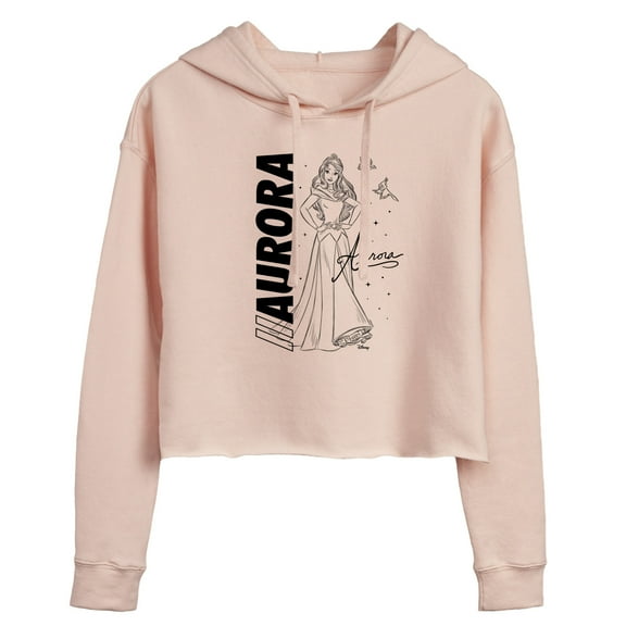 Disney - Autograph Aurora - Juniors Cropped Pullover Hoodie