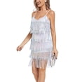 thumbnail image 6 of Mini Dress Dgankt Ladies' Sequin Fringe Sexy Dress Sparkly Glitter Metallic Mini Skirt Party Bead Embroidery Fringe Dress Birthday Dance Outfit, 6 of 7