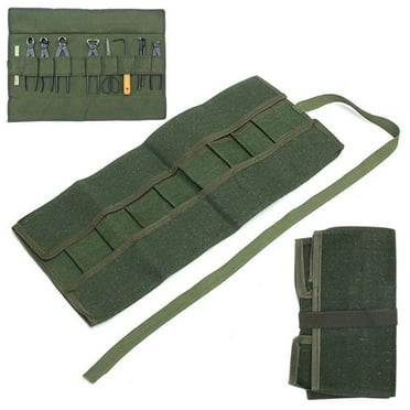10 Pockets Canvas Spanner Wrench Tool Roll Up Storage Bag Organizer Pouches