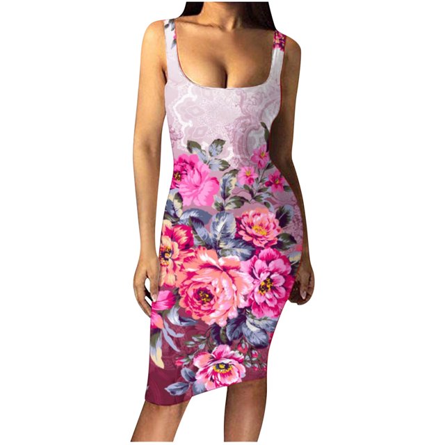 LOVZFMLL Robes Mode Femme Couleur Unie Confortable Ample Sans Manches Hauts Décontractés Robe