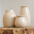 thumbnail image 1 of White Vases for Decor - Rustic Home Decor, Modern Farmhouse Decorations - Ceramic Vase for Fireplace Decor - Vases for Flowers, Rustic Decor for Living Room - Farmhouse Decor for The Home, Set of 3, 1 of 1