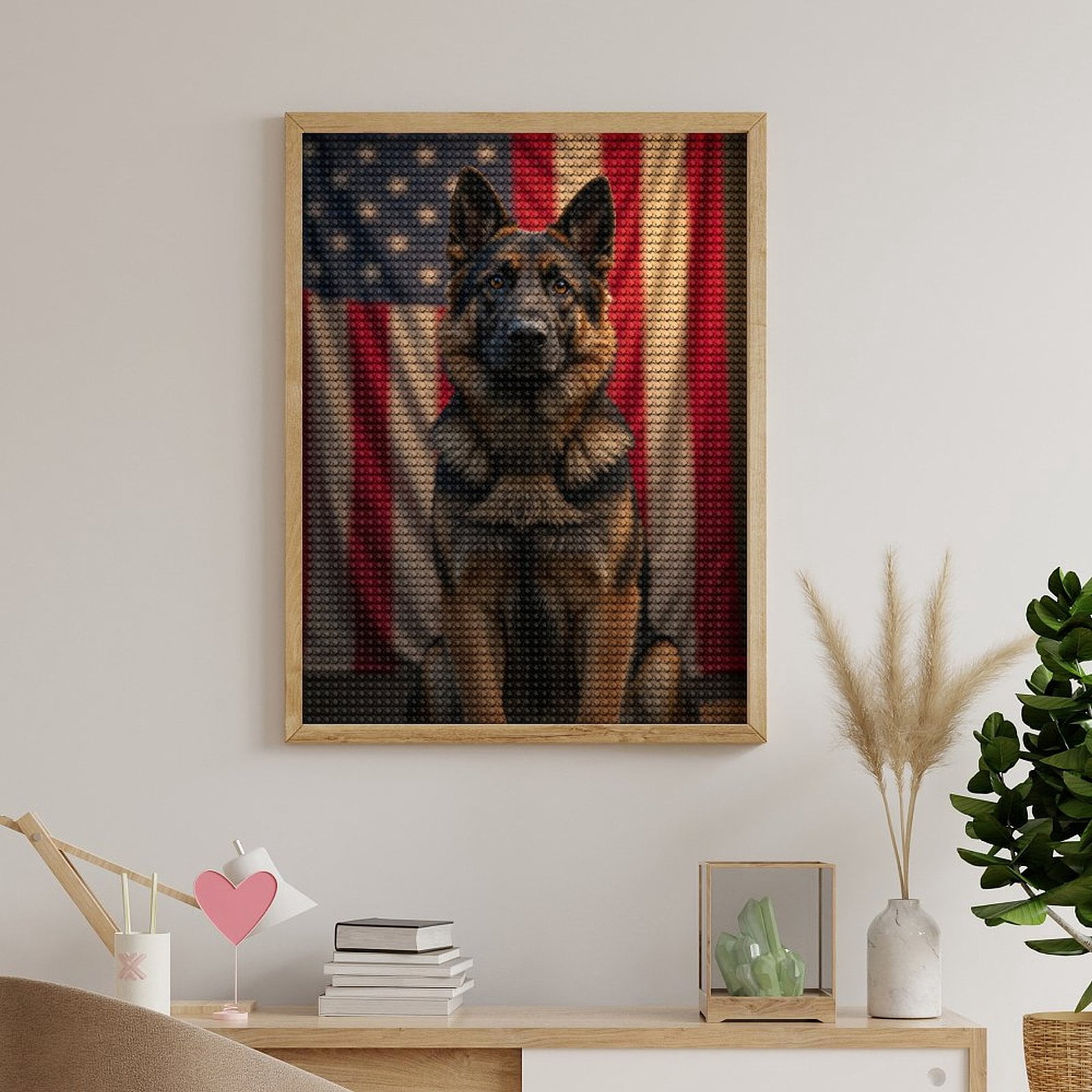 Diamond Art Kits for Adults, Dog American Flag Portrait 5D Diamond Painting Kits for Adults Beginners, DIY Full Drill Diamond Painting, Gem Art and Crafts 12x16