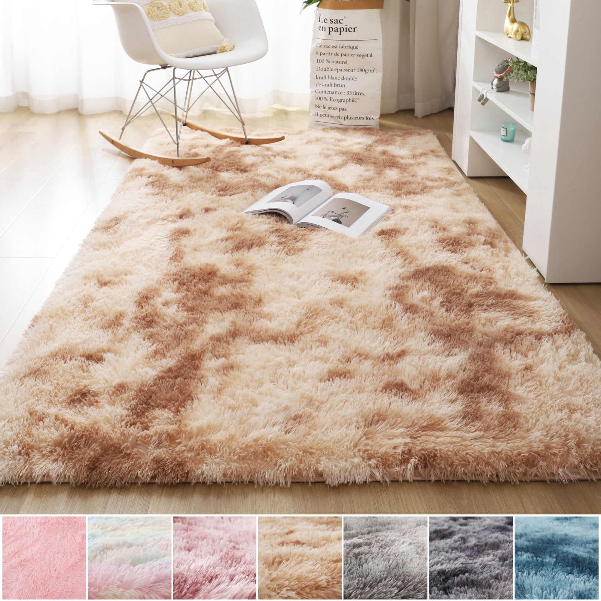 Shag Area Rug Summer Styel Be Your Own Sun Shaggy Carpet Nursery Rug for Kids Baby Bedroom Living Room Home Decor 5ft Indoor Round Area Rugs 