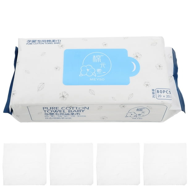 EeaseMX Toallas desechables para el rostro, 80 unidades, algodón puro, para bebés, color blanco