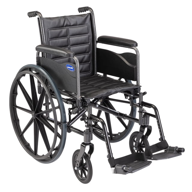 Invacare - Silla de ruedas Tracer EX2 TREX26RFP / T93HAP, con brazos completos y reposapiés Hemi T93HAP con presillas para el talón, asiento de 40,6 cm de ancho