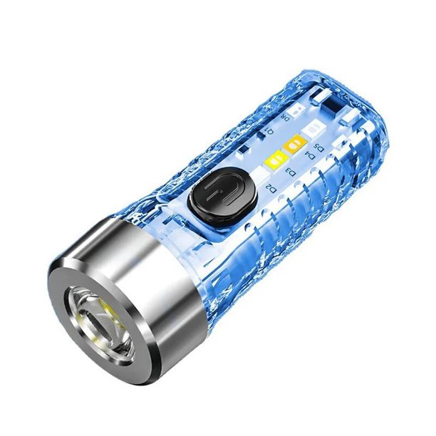 Mini linterna de llavero de carga rápida, luz roja, azul y púrpura, fuerte linterna de advertencia magnética, autodefensa, nuevo