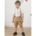 thumbnail image 5 of CARETOO Toddler Boy Clothes Gentleman Outfits Dress Shirt Tie Suspender Shorts Boys Summer 4Pcs Suit, 5 of 15