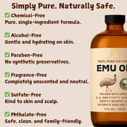 Emu Oil, 100% Pure Australian Emu Oil - Refined Natural Oil for Hair Growth, Anti-Aging Skin Moisturizer, Hydrating Face & Body Oil, Massage Oil for Scars & Dry Skin - Unscented, 4 fl oz Glass Bottle