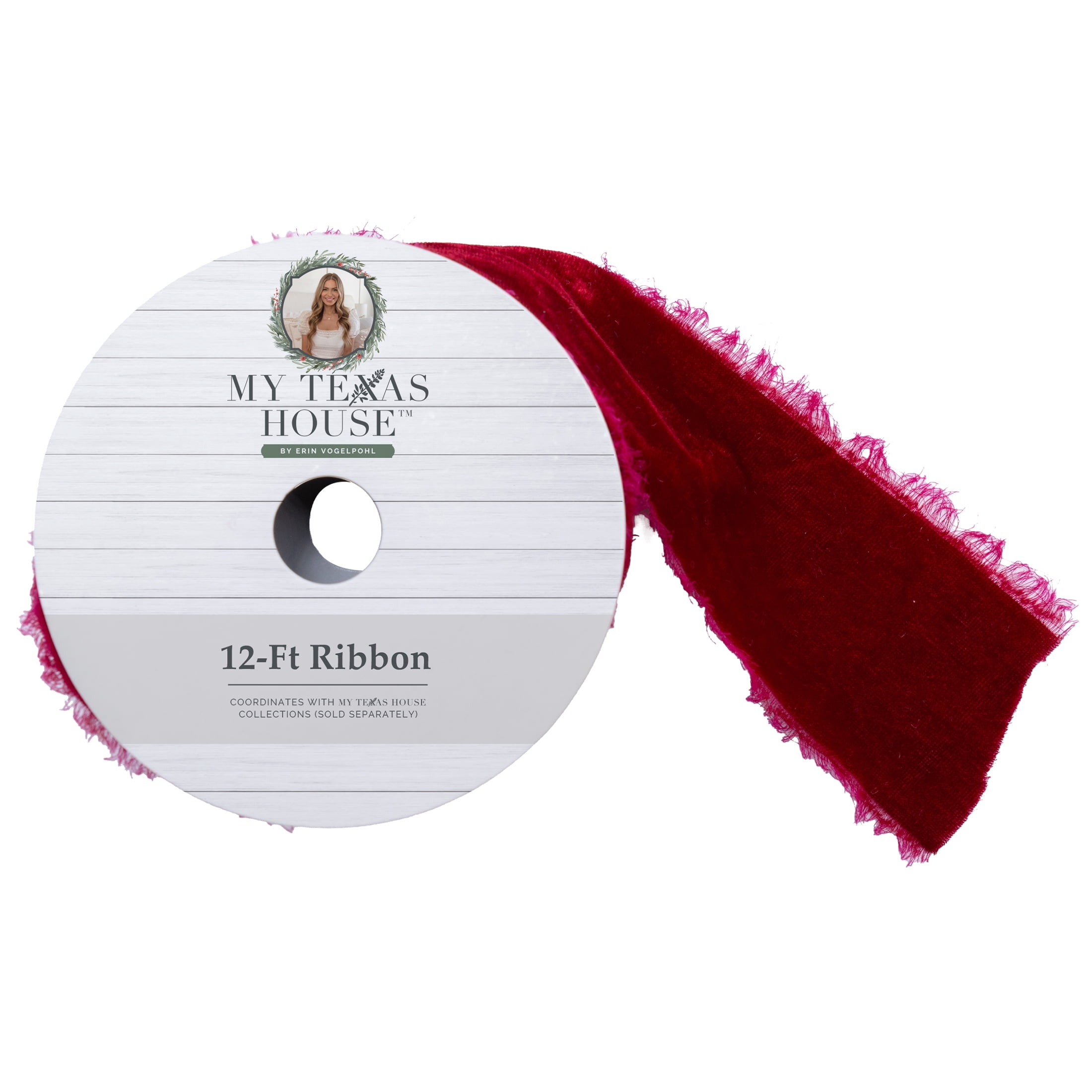 My Texas House Red Velvet Christmas Ribbon, 2.5" x 12'
