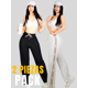 thumbnail image 4 of Set De Dos Pants De Mujer Pantalones Anchos Casual O Elgante Pans Stretch, 4 of 5