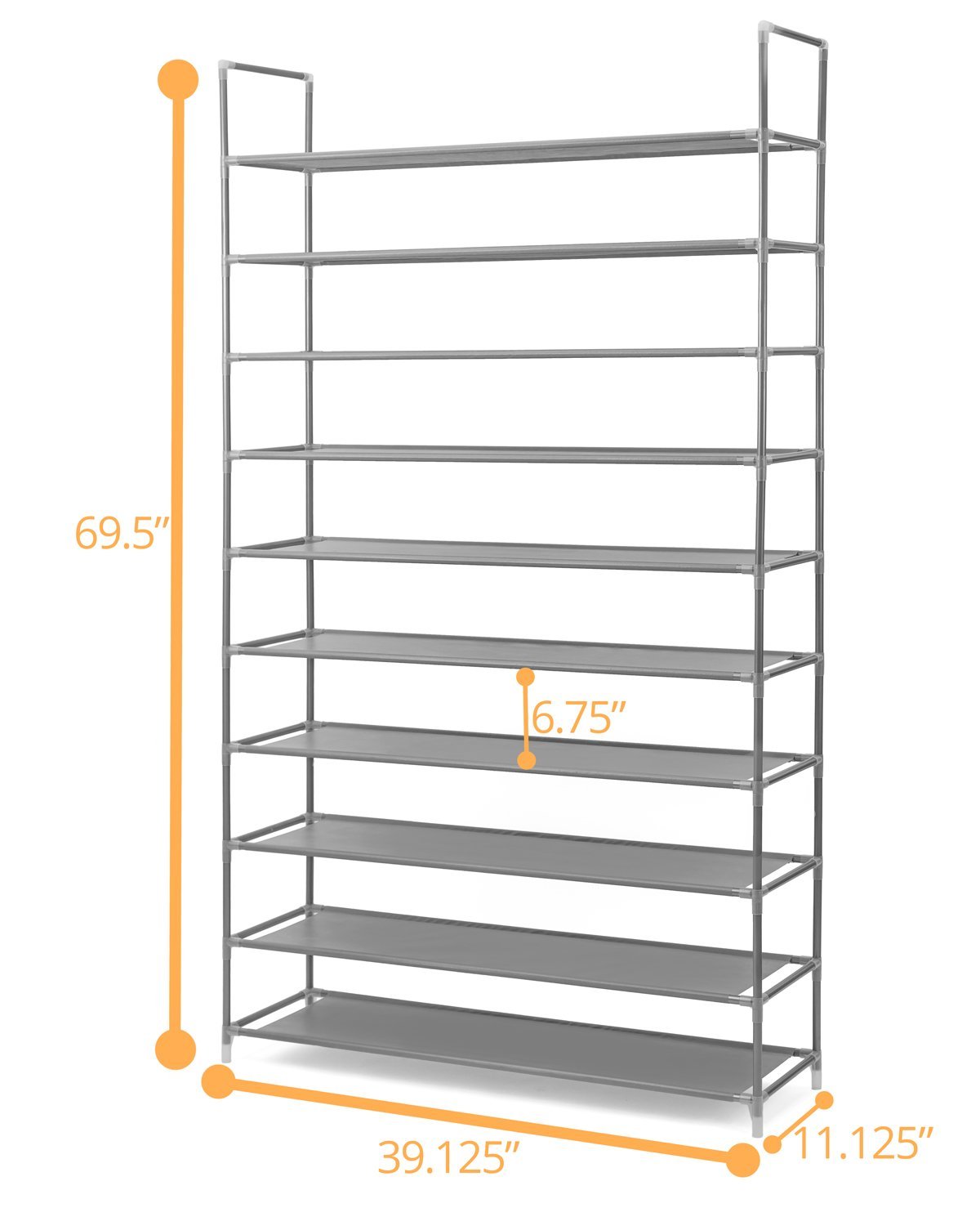 steel shoe racks on Highflow 10 Tier Stainless Steel Shoe Rack Shoe Storage Stackable Shelves Holds 50 Pairs Of Shoes 35 X 11 X 69 Gray Walmart Com Walmart Com
