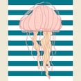 thumbnail image 3 of CafePress - Blue White Bold Stripes Hand Drawn Jellyfish T Shi - Men's Classic Graphic T-Shirt, 3 of 4