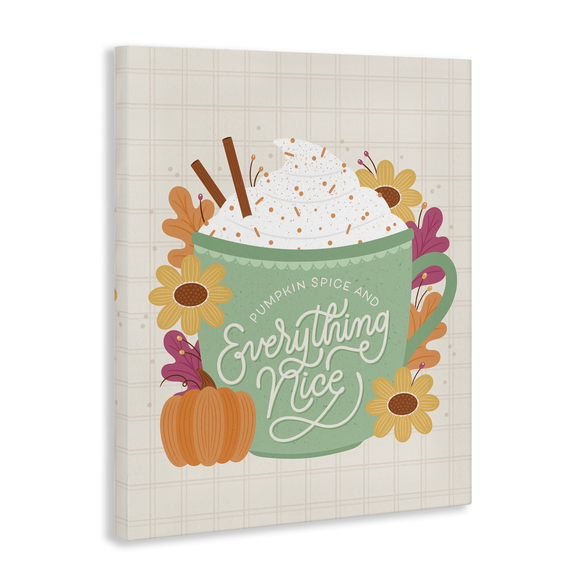 Stupell Industries Pumpkin Spice Everything Nice Food & Beverage Painting Wrapped Canvas Art Print Wall Art, 24 x 30