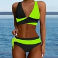 thumbnail image 4 of Women Bikini- Women High Waisted Bikini Sets Swimsuits Color Block Two Piece Drawstring Bathing Suit, Plus Size Bikini For Women, 4 of 6