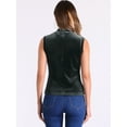 thumbnail image 3 of DARING DIVA Women Velvet Sleeveless Mock Neck Tank Tops Shirts S Gray Black, 3 of 6