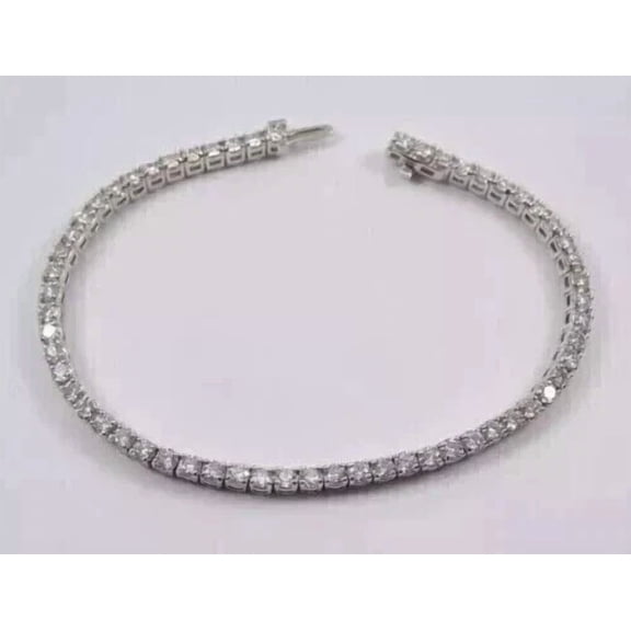 5Ct Round Cut Lab Created Diamond Tennis Bracelet 14K White Gold Plated Silver