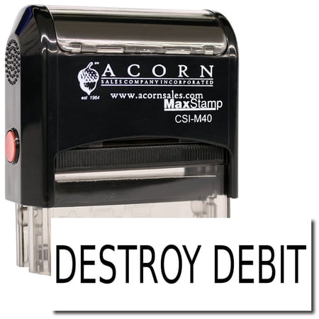 Large Self-Inking Destroy Debit Stamp with Purple Ink
