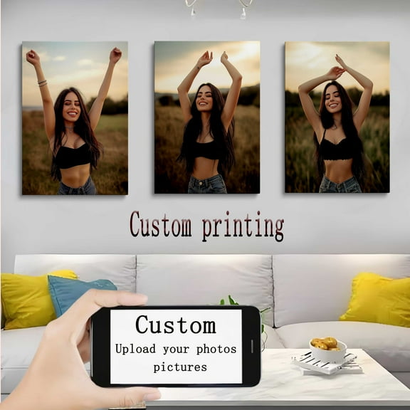 3pcs Custom Framed Canvas Wall Art - Personalized Photo Prints for Couples, Family & Youngsters - Vibrant, Fade-Resistant High-Definition Canvas - Perfect for Living Room, Bedroom, or Office Decor -