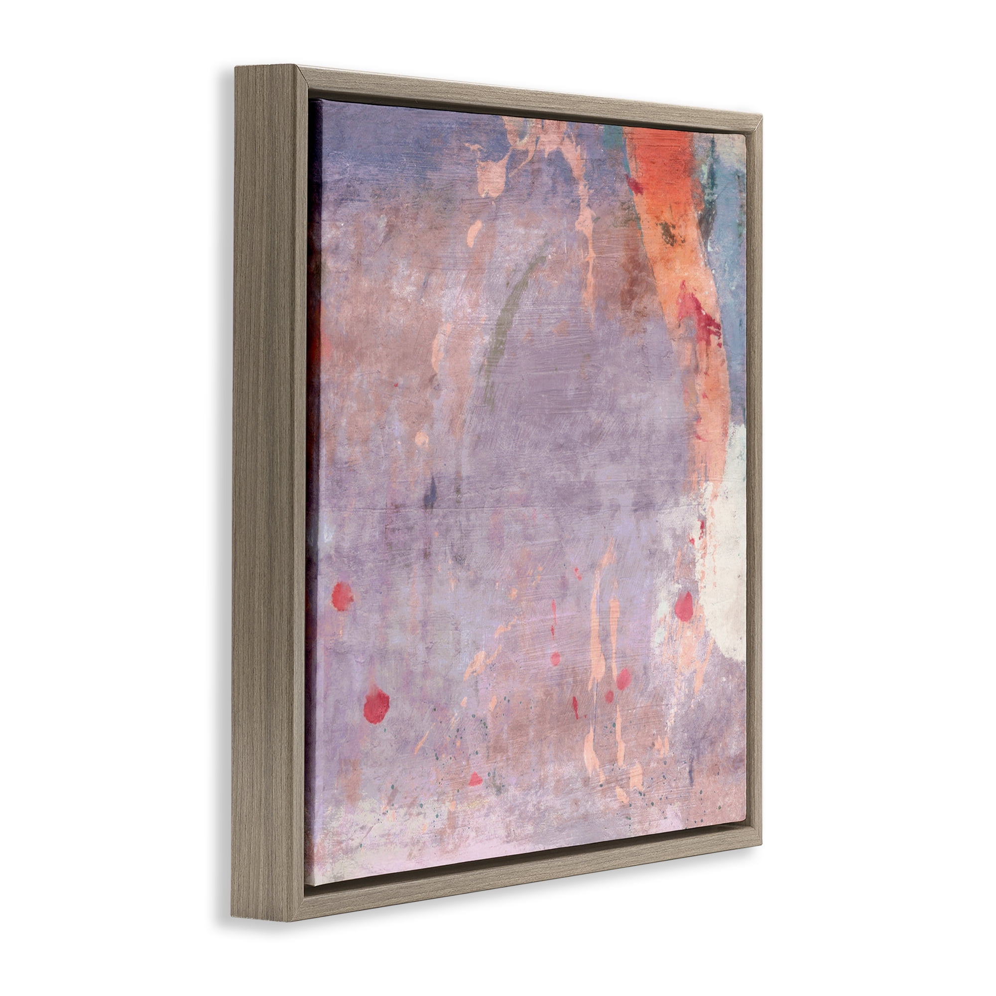 Stupell Industries Abstract Purple Ombre Abstract Painting Brown Floater Framed Canvas Art Print Wall Art, 25 x 25