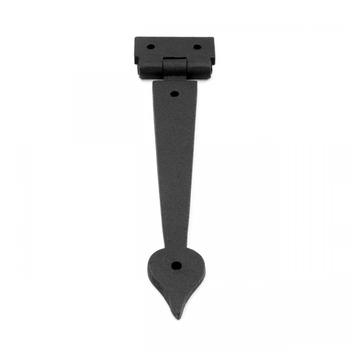Renovators Supply Black Wrought Iron Strap Hinge Pair 7-3/8 in Spear Tip Flush Mount Heavy Duty Strap Gate and Door Hinges w/Hardware