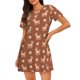 thumbnail image 1 of Balery Cute Poodle Dog Camisón de manga corta con cuello redondo para mujer, cómodo y elegante., 1 of 6