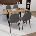 thumbnail image 4 of 55 Inch Modern Industrial Dining Table Set with 4 Suede Chairs, Grey Brown MDF Top and Black Metal Base, 4 of 10