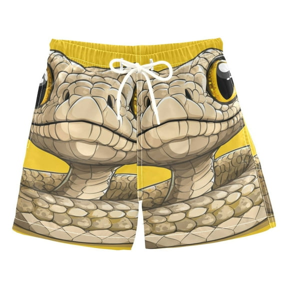 Cute Cartoon Snake Big Head Boys Swim Trunks Quick Dry Boy Swim Shorts for 3-14 Years