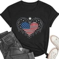 thumbnail image 5 of Xdegoge 4th of July Ornate Flag Heart Graphic T Shirt for Women Short Sleeve Crewneck Patriotic USA Stars and Stripes Summer Casual Loose Graphic Tees Tops, 5 of 6