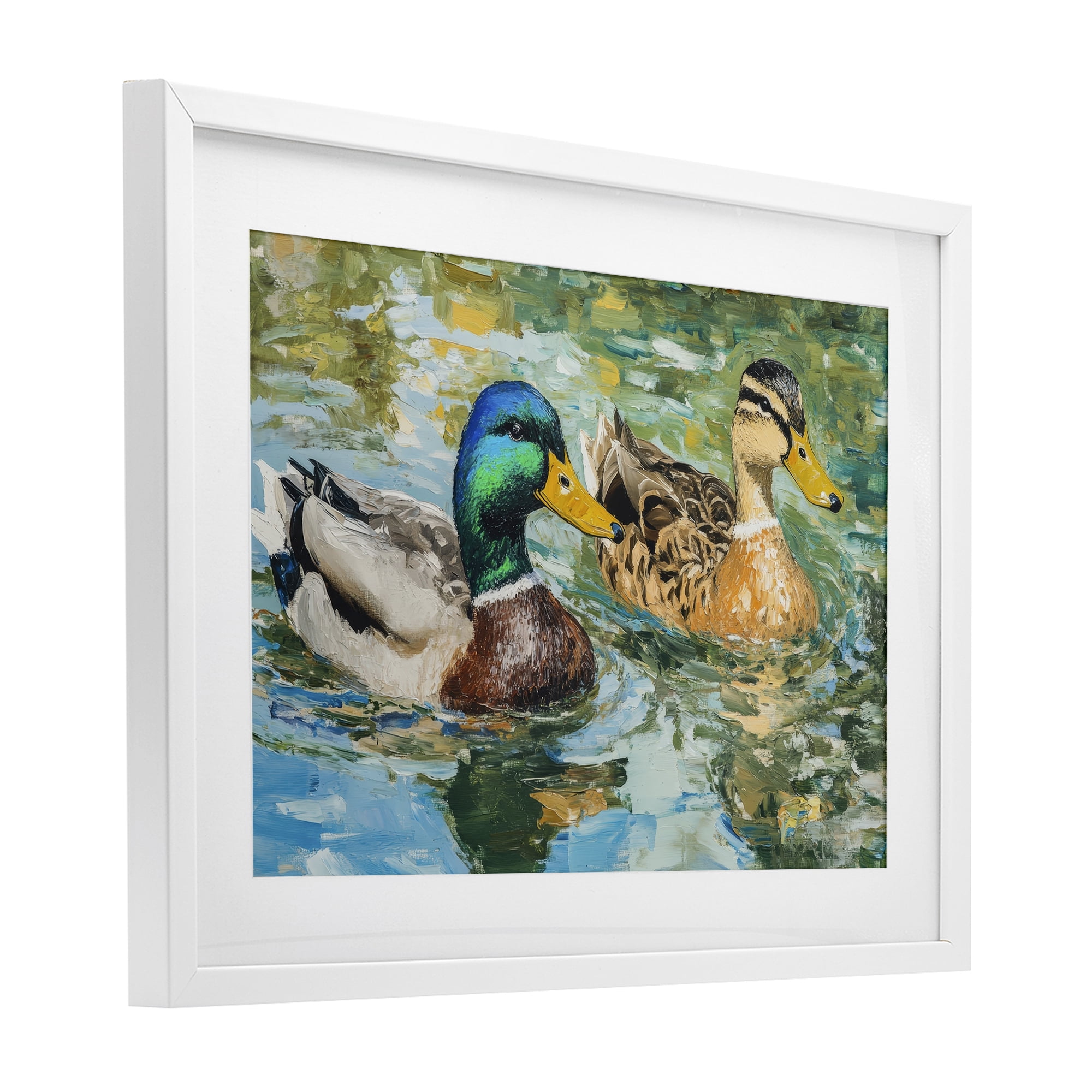 Stupell Industries Ducks Out For A Swim White Framed Print Under Glass, design by Petal Prints Design