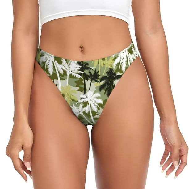 Fotbe Hawaii Palms Tanga Sin Costuras para Mujer con Estampado – Panties Invisibles, Transpirables y Cómodos para Uso Diario-Medium