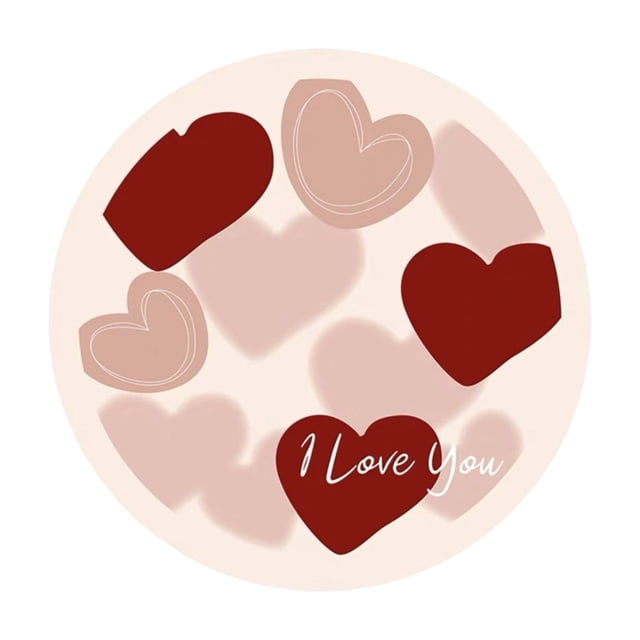 Round Placemat for Dining Table, Rubber Kitchen Table Mat Valentines Day Home Decor