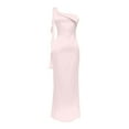 thumbnail image 5 of Telankuip 2025 Satin One Shoulder Maxi Dress for Women Summer Silk Formal Elegant Backless Ruffle Sleeveless Wedding Guest Dresses Casual Comfort Stylish Party Outfits Pink S, 5 of 6