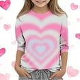 thumbnail image 2 of BLVB Kids Valentine Shirt Girls Valentines Shirts Casual Basic Tees Cute Heart Grpahic 3/4 Sleeve Tops 3-12Y, 2 of 5
