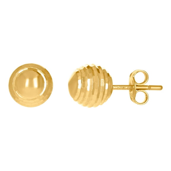 10k Yellow Gold Womens Sparkle-Cut 8mm Ball Stud Earrings Ball Earring for Women - 1.6 Grams
