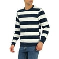 thumbnail image 4 of Lars Amadeus Men's Striped Sweatshirt Regular Fit Round Neck Long Sleeves Printed Pullover Sweatshirts L White Blue, 4 of 7