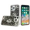 thumbnail image 2 of For Apple iPhone 15 Plus (6.7") Flowers Bling Crystal 3D Full Diamonds Pearl Sparkle Rhinestone Glitter Hybrid Cover ,Xpm Phone Case [ Floral Smoke ], 2 of 3